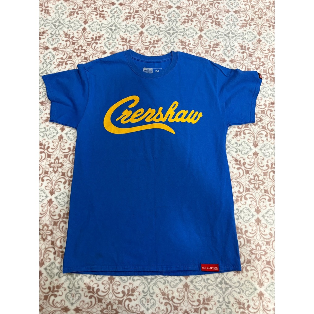 The Marathon Clothing Crenshaw T-Shirt Blue Yellow Nipsey Hussle Mens Medium TMC